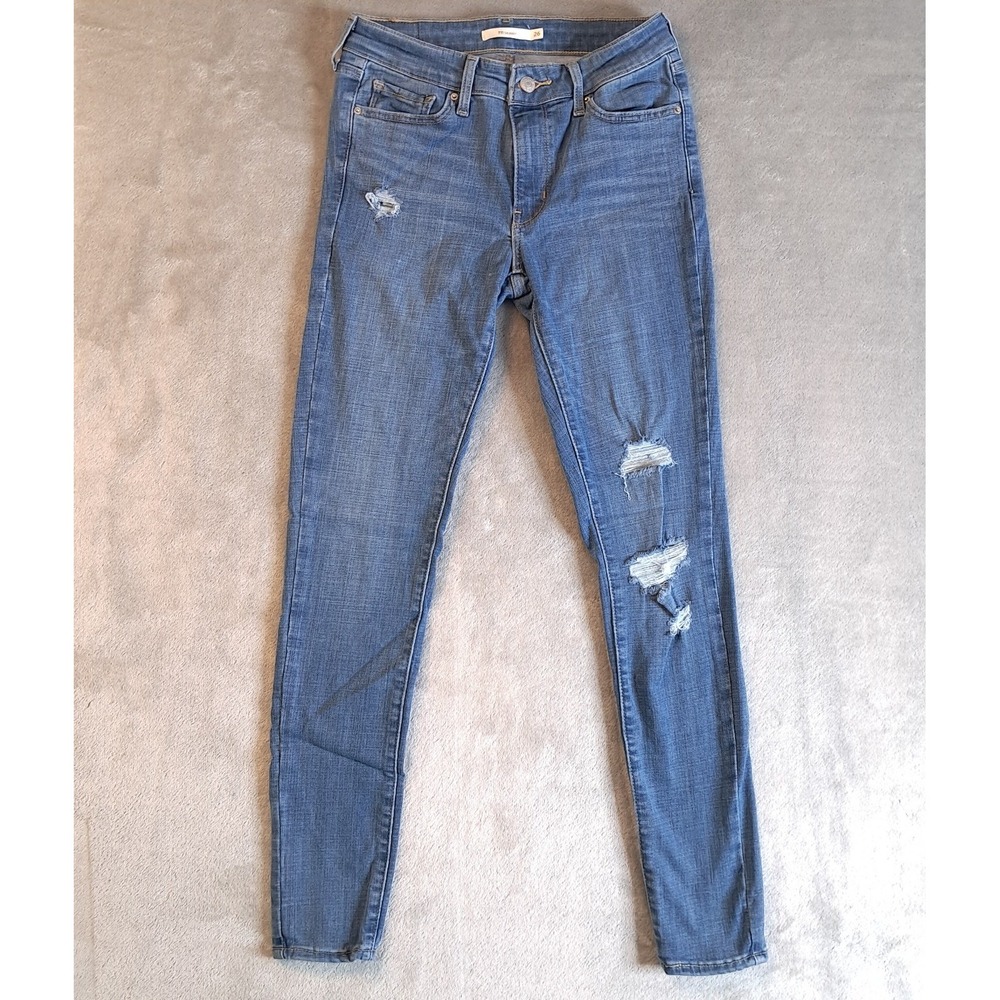 Levis Womens 711 Skinny Jeans Low Rise Distressed Stretch Denim Size 26